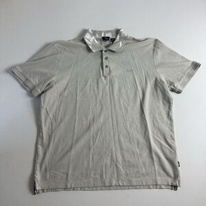 Boss Hugo Boss Mens XL Beige Short Sleeve Polo Mercerised Floral‎ Collar
